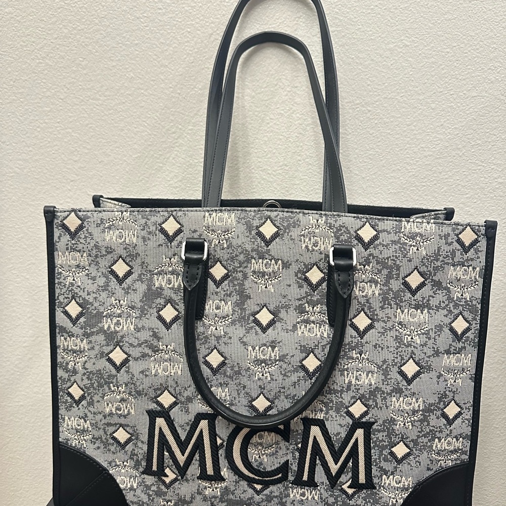 MCM Vintage Jacquard Logo Tote